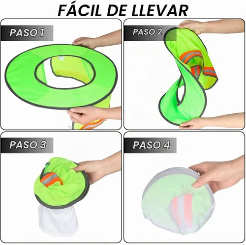 Vista 4 de Parasol de sombrero duro con visera de ala completa, protege tu cuello del sol, accesorios de construcción para hombres para sombreros duros Verde