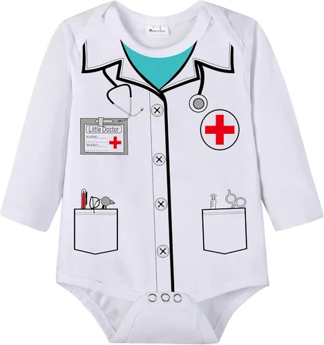 Vista 3 de Disfraz de astronauta para bebé recién nacido, uniforme de policía, traje de pirata, disfraz de príncipe médico