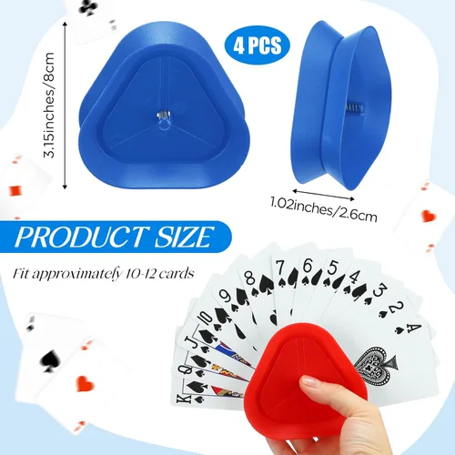 Vista 2 de Syhood 4 soportes para cartas de juego para niños, bandeja de póquer de plástico para adultos, bandeja de póquer gratis para feliz año nuevo, juego
