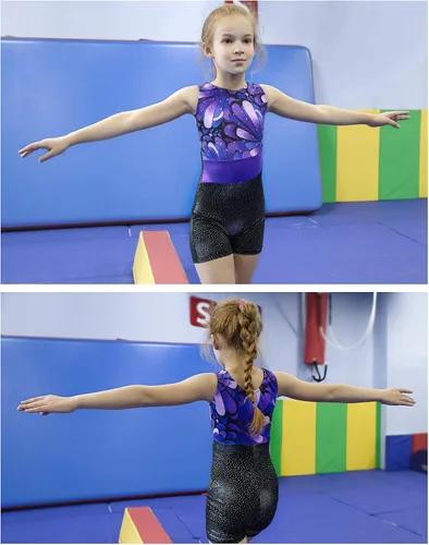 Vista 5 de HOZIY Leotardos de gimnasia para niñas y niños, cinta de copo de nieve, azul, morado, rosa intenso brillante, Rosa encendido