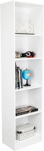 Vista 4 de Tuhome Home XS - Librería con estantes de cinco niveles y diseño vertical delgado que ofrece almacenamiento compacto para libros, decoración
