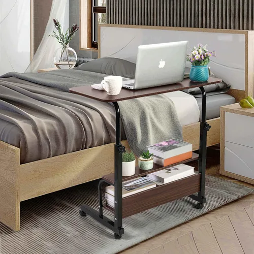 Vista 6 de Escritorio de oficina en casa, mesa ajustable para dormitorio, computadora portátil moderna para sala de estar, sofá, espacios pequeños portátiles