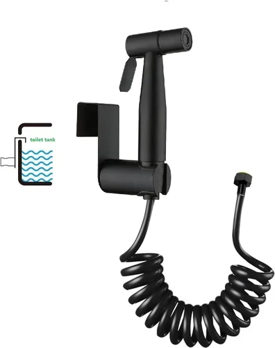 Vista 3 de Pulverizador de bidé de mano para inodoro,Soporte para rociador de bidé Negro