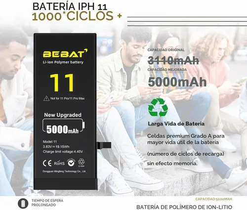 Vista 7 de Batería de repuesto para iPhone 11, batería de repuesto de polímero de iones de litio de alta capacidad de 5000 mAh para el modelo A2111, A2223