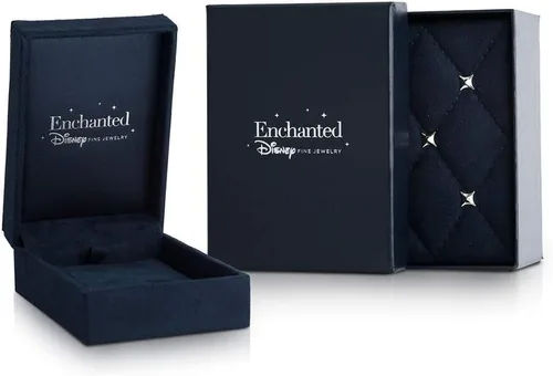 Vista 4 de Jewelili Enchanted Disney Fine Jewelry - Colgante de plata de ley y oro rosa de 10 quilates con diamante negro de 15 CTTW y granate rojo blanco