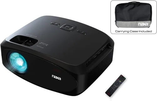 Vista 2 de Naxa Electronics NVP-3003C - Proyector LCD de cine en casa de 210 pulgadas con control remoto y funda, HDMI x 2, USB 2.0, soporte MicroSD, entrada