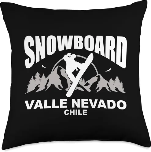 Vista 4 de Snowboard Valle Nevado by Vertical Blue Designs Snowboard Rider Valle Nevado Chile Throw Pillow, 16x16, Multicolor