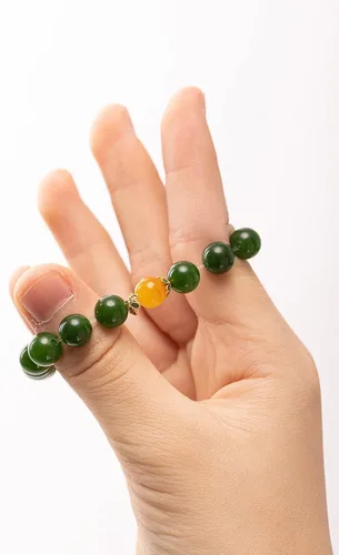 Vista 9 de Pulseras de cristal con cuentas de Charka para mujer, hechas a mano con aventurina verde de 0.315 pulgadas (0.315 in), pulseras de piedra de cristal