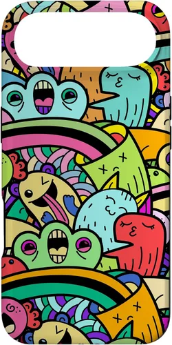 Vista 26 de iPhone 13 Monster Doodle Street Art Pattern, divertido estuche de estilo urbano