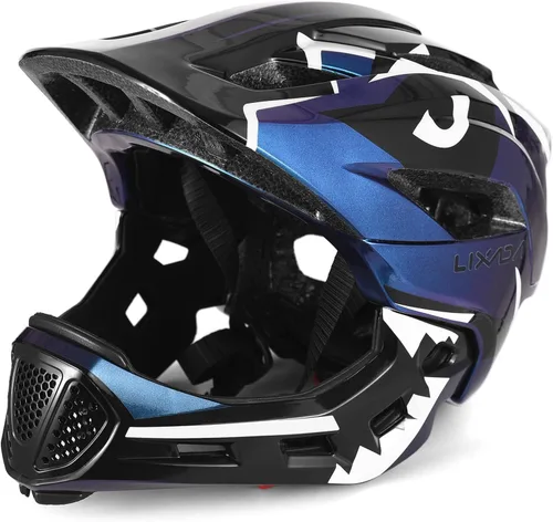 Vista 9 de Lixada Casco de bicicleta para niños, ajustable, desmontable, de cara completa, casco de ciclismo para niños, bicicleta, monopatín, scooter,