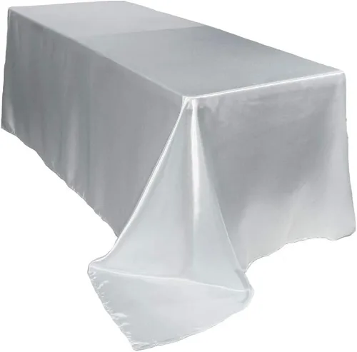 Vista 5 de YOUR CHAIR COVERS - Mantel rectangular de satén de 60 x 102 pulgadas - Mantel rectangular de satén brillante para mesas rectangulares de 6 pies