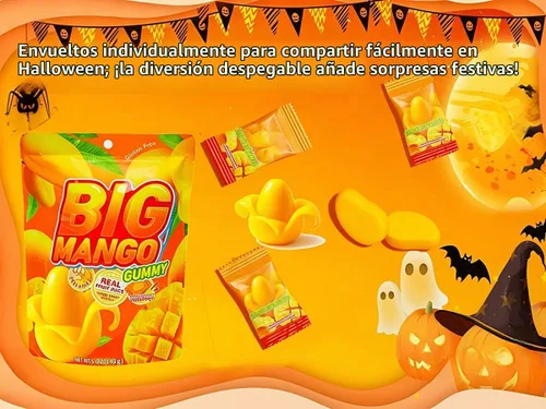 Vista 5 de MetaVita - Dulce de mango grande gomoso – Gomitas de mango pelables envueltas individualmente con puré real puro – Gomoso, sin gluten – Total 282g