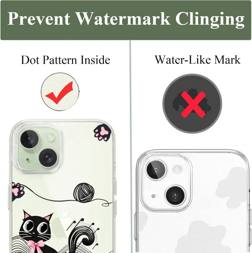 Vista 8 de Unov for iPhone 15 Case, Clear with Design, Slim Fit Good Grip, Embossed Phone Case, Shockproof Protective Cover, Raised Camera Protection, Soft