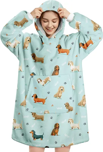 Vista 22 de Wearable Blanket Hoodie, Oversized Flannel Comfy Sweatshirt for Adults,Warm Cozy Hooded Body Blanket