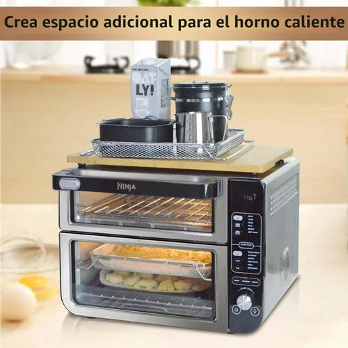 Vista 5 de Tabla de cortar de bambú compatible con horno doble Ninja DCT401 DCT402 DCT451, tabla de cortar resistente al calor para horno tostador