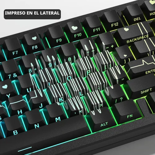 Vista 3 de Cherry Profile Custom Keycaps, juego de PBT con diseño de corazón, 130 piezas, color negro