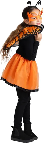 Vista 2 de Dress Up America Disfraz de alas de mariposa para niñas, disfraz de mariposa para niños, capa de mariposa, diadema, máscara y tutú