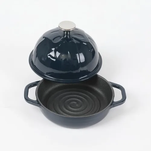 Vista 3 de HAWOK Horno de pan de hierro fundido esmaltado de 6.3 pulgadas con tapa, azul marino