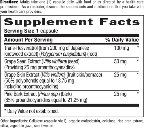 Vista 2 de Country Life Resveratrol Plus 1000mg - Suplemento antioxidante orgánico con corteza de pino y extractos de semillas de uva, vegano, sin gluten, sin