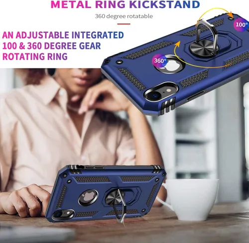 Vista 4 de STARSHOP Funda protectora para iPhone XR, con [protector de pantalla de vidrio templado incluido], cubierta protectora de doble capa de grado