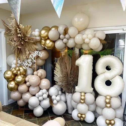 Vista 7 de Globos de 1 globo de color blanco crema de 40 pulgadas, globos grandes de número 1 de helio, globos grandes de aluminio de cumpleaños para niños