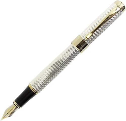Vista 9 de Gullor Jinhao 18KGP - Pluma estilográfica de punta media con convertidor de tinta, color negro