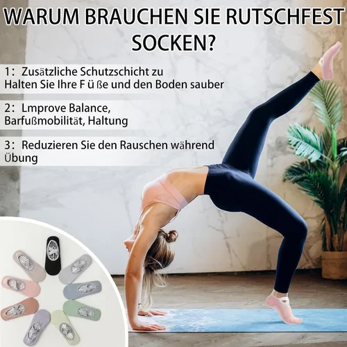 Vista 5 de Calcetines de yoga con agarre antideslizante para mujer, talla única, para fitness, deporte, danza de calcetines