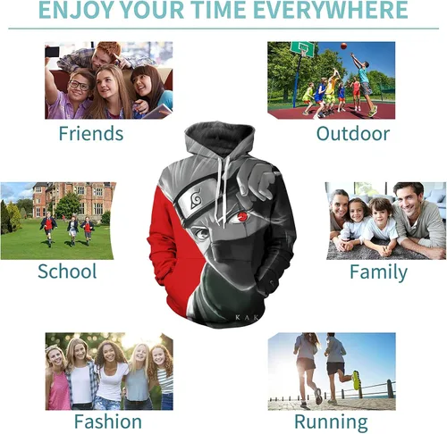 Vista 3 de BKQKID Japanese Anime Cosplay Costumes Youth Boys and Girls Anime Printed Street Fashion Hoodie Anime Merch for Fans-F