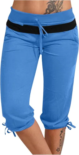 Vista 76 de Pantalones capri para mujer, estilo casual, de verano, elásticos, de cintura alta, pantalones de yoga, ajuste atlético, pantalones deportivos
