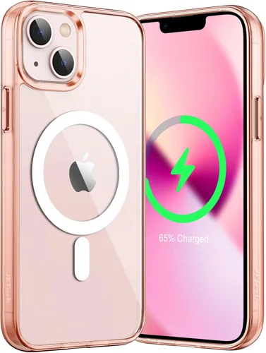 Vista 12 de JETech Funda magnética para iPhone 13 de 6.1 pulgadas, compatible con carga inalámbrica MagSafe, a prueba de golpes, parte trasera transparente