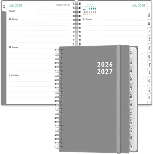 Vista 24 de Agenda 2026 – Agenda semanal y mensual de enero de 2026 a diciembre de 2026, planificador 2026 encuadernado en espiral con 12 pestañas mensuales