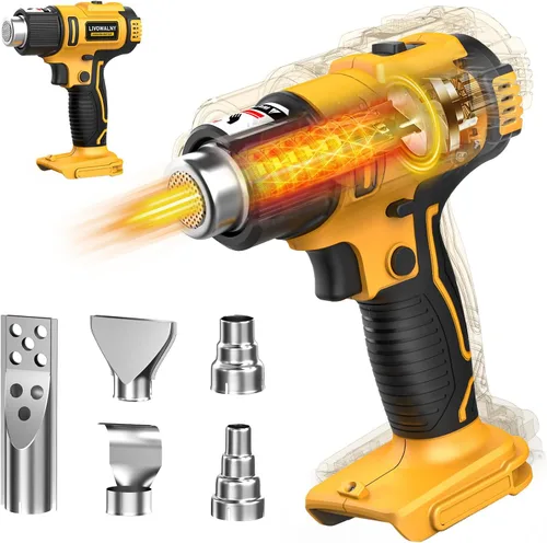 Vista 11 de LIVOWALNY Pistola de calor compatible con batería Milwaukee de 18 V (solo herramienta) Pistola de calor inalámbrica de 350 W de 122 ℉ ~ 1022 ℉