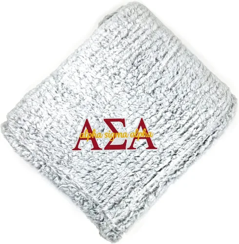 Vista 13 de Go Greek Chic Alpha Chi Omega - Manta de sherpa bordada (azul marino)