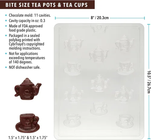 Vista 2 de Cybrtrayd Tazas de té D100 tamaño bocado y tamaño de bocado Demi Tasse Cup molde de caramelo de chocolate con instrucciones exclusivas de Cybrtrayd