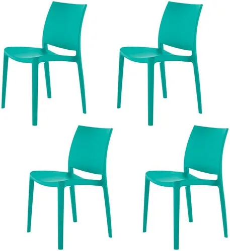 Vista 6 de Lagoon Sensilla 7052, Plastic Chair for Dining Room, Fibreglass and UV Protector, Stackable, Brand 4 Pieces (Amber)