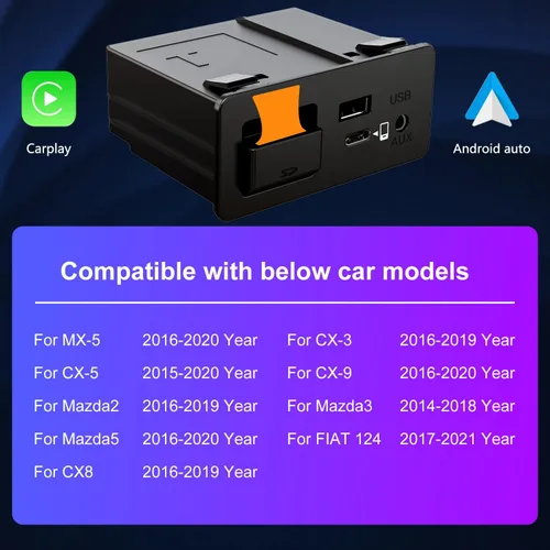 Vista 6 de Tipo C Mazda Apple CarPlay y Android Auto HUB OEM Kit de reequipamiento USB para Mazda 2/3/6/CX3 CX5/CX8/CX9/MX5/Miata 2014-2019 con sistema MZD