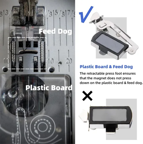 Vista 4 de Guía de costura magnética para máquina de coser, guía de costura magnética con clip, accesorios y suministros de costura (plateado)