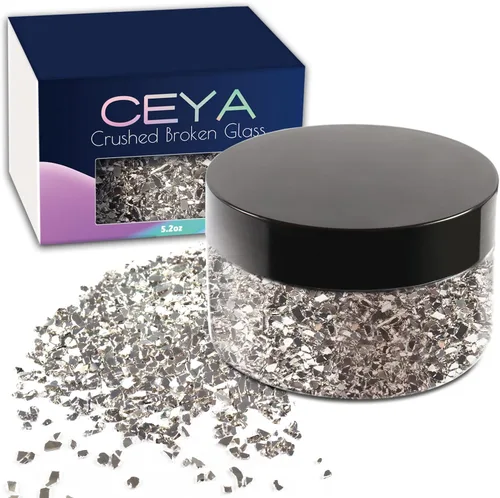 Vista 37 de Ceya - Conjunto de purpurina de vidrio irregular triturado en 32 colores, 640g/ 22.6 oz, chips de cristal metálico roto de 2-4mm, purpurina gruesa