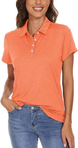 Vista 3 de BIYLACLESEN Polo para mujer de manga corta 4 botones de secado rápido
