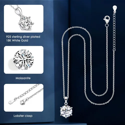 Vista 6 de Gifts for Wife Her Mom Daughter Girlfriend Moissanite Necklace for Wife 1CT-4CT Jewelry for Women Birthday Wedding Anniversay Engagements Christmas