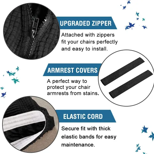 Vista 3 de Shukii Funda elástica para silla de oficina, funda elástica para silla de respaldo alto para computadora con 2 fundas para brazos, funda universal