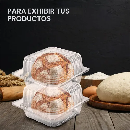Vista 5 de 100 Piezas Recipientes de Plástico Transparente para Llevar, Recipiente Desechable Tipo Almeja para Postres con Tapa, para Ensaladas, Pasta