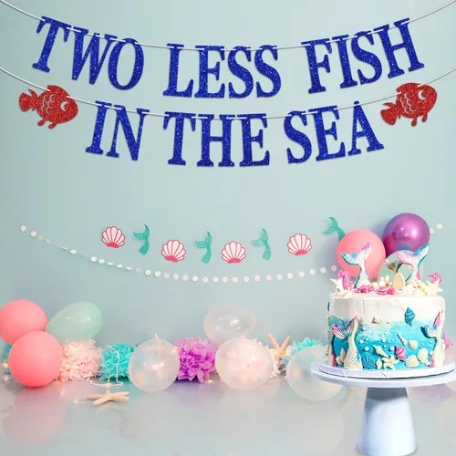 Vista 3 de Cartel Two Less Fish in the Sea, decoración de fiesta de compromiso, playa, boda, fiesta, fiesta náutica, despedida de soltera, divertidas