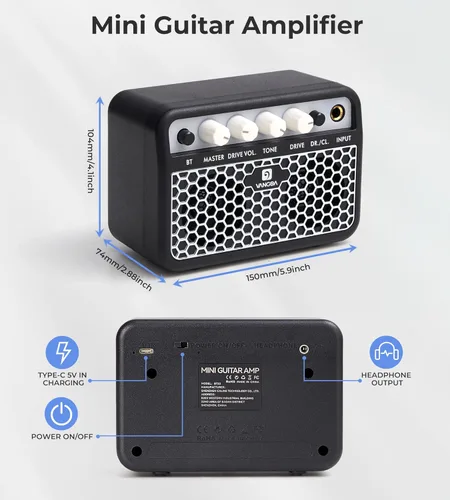 Vista 6 de Guitarra eléctrica para niños Vangoa de 30 pulgadas, kit para principiantes para jóvenes músicos con amplificador, bolsa, correa, cuerdas Azul