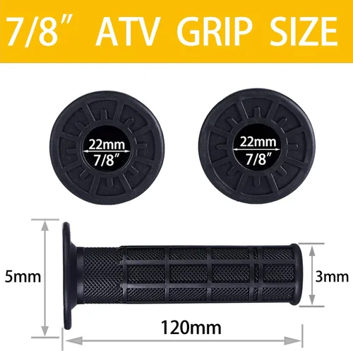 Vista 3 de 7/8'' ATV Grips Universal Handlebar Grips Soft Rubber Motorcycle Grip for ATV Polaris Thumb Throttle Kid Youth 4 Wheeler Quad 400ex