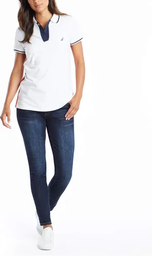 Vista 2 de Nautica Toggle Accent - Camisa polo de algodón elástico suave de manga corta para mujer