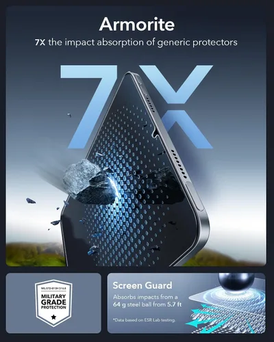 Vista 6 de ESR Paquete de 2 protectores de pantalla Armorite para iPad mini 7ª generación (A17 Pro, 2024) y 6ª generación (2021), protección de grado militar