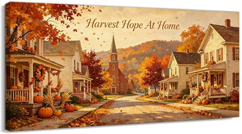 Vista 12 de TIMUBA Lienzo decorativo de pared de otoño de lago, citas de otoño Decoración de pared de otoño-01