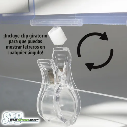 Vista 5 de Clip giratorio POP - Abrazadera de sujeción con protector de tarjeta para barandillas o tubos, paquete de 3
