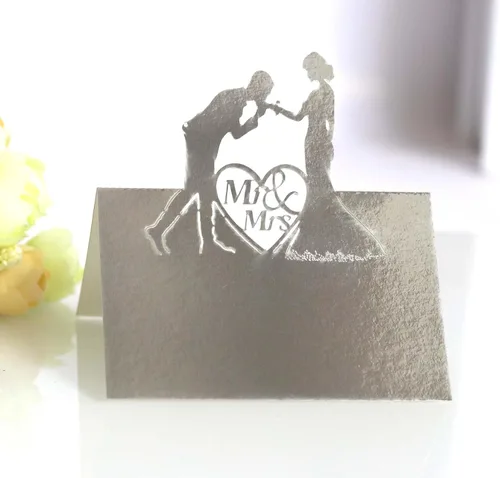 Vista 7 de 50 tarjetas de lugar, tarjetas de mesa, tarjetas de nombre para ajuste de mesa, romántico, amante, corazón, tarjeta de papel, banquete de asiento 3d